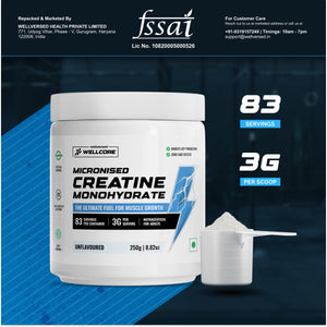 Wellcore - Micronised Creatine Monohydrate (250g, 83 Servings)