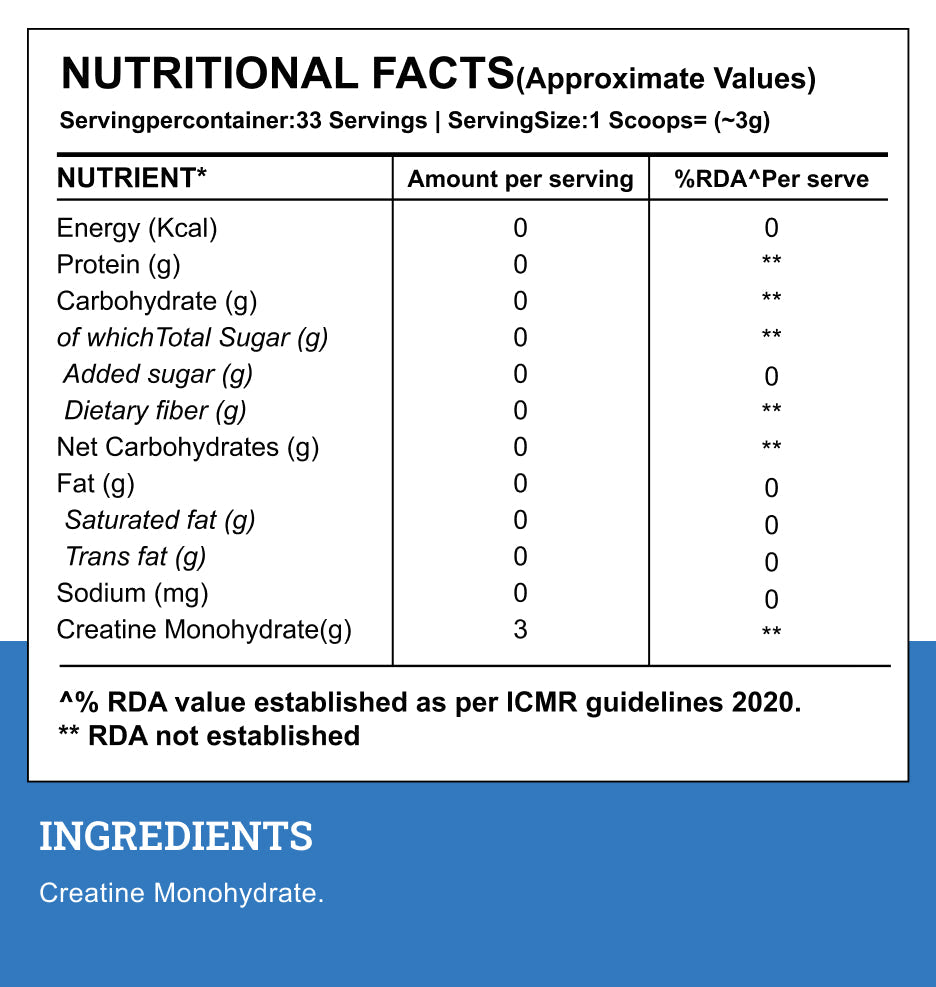 Wellcore - Micronised Creatine Monohydrate (100g, 33 Servings)