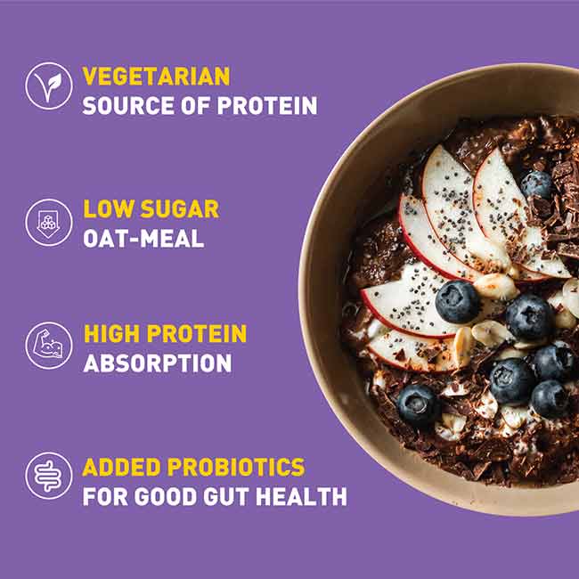 MuscleBlaze High Protein Oats with Added Probiotics, 17 g Protein, Rolled Oats, Breakfast Cereals, Gluten Free, Trans Fat Free, for Weight Management, Dark Chocolate, 400 g