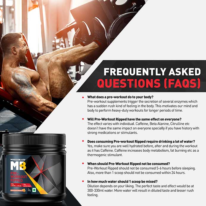 MuscleBlaze Pre Workout Ripped, 250 g (0.55 lb), Fruit Splash