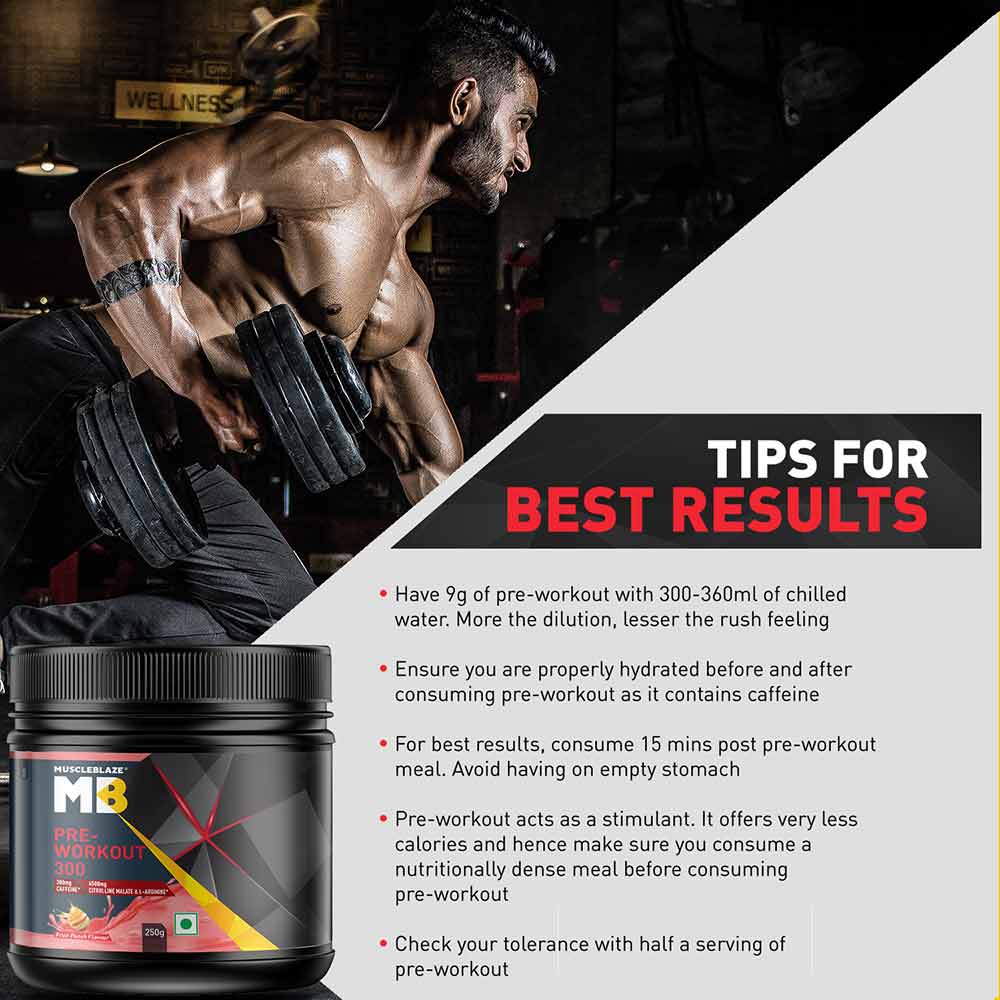 MuscleBlaze PRE Workout 300, 250 g (0.55 lb), Fruit Punch