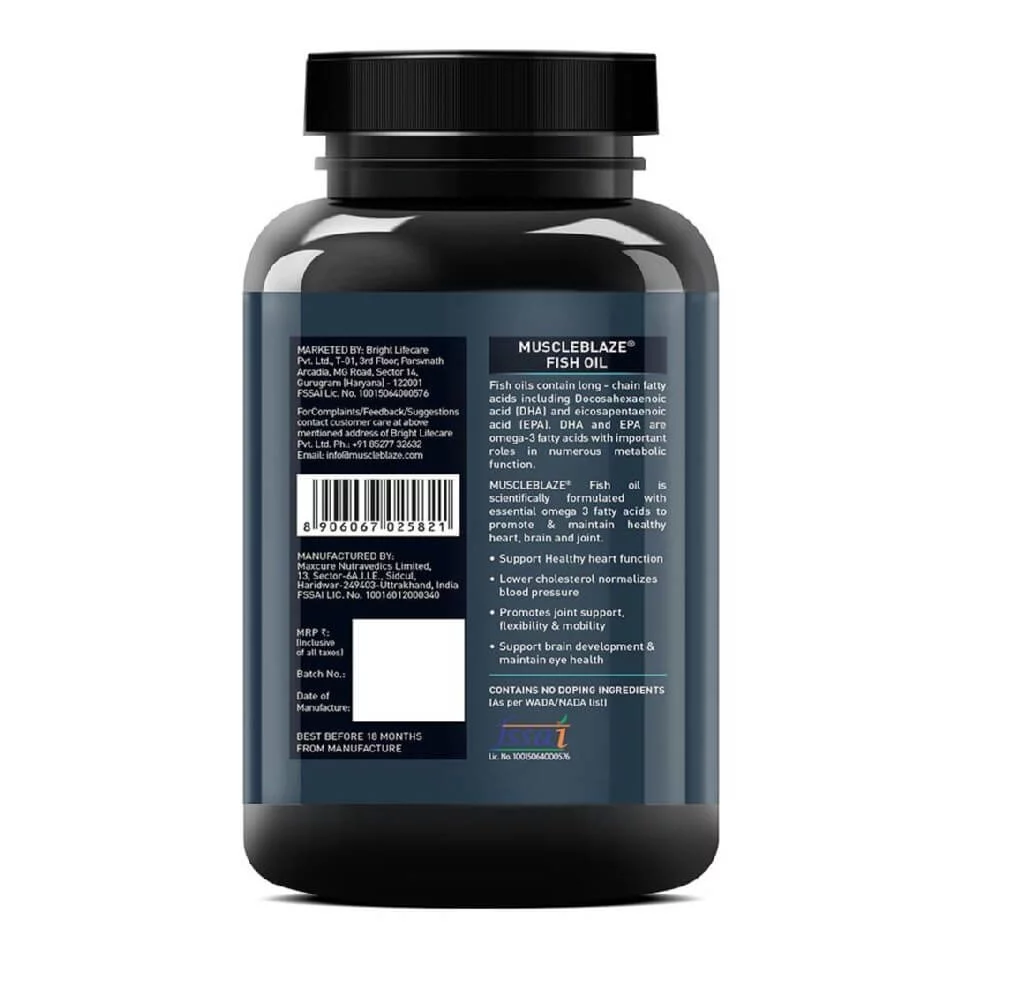 MuscleBlaze Fish Oil (1000 mg), 90 softgels