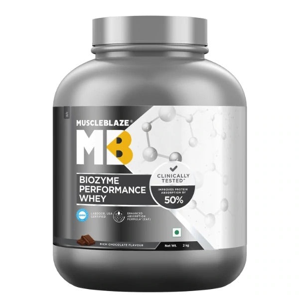 MuscleBlaze Rich Chocolate Biozyme Performance Whey With 25g Protein Per Serving (Sugar Free)