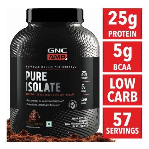 GNC AMP Pure Isolate - 25g Protein, 5g BCAA, Low Carb - 4.4 lbs, 2 kg (Chocolate Frosting)