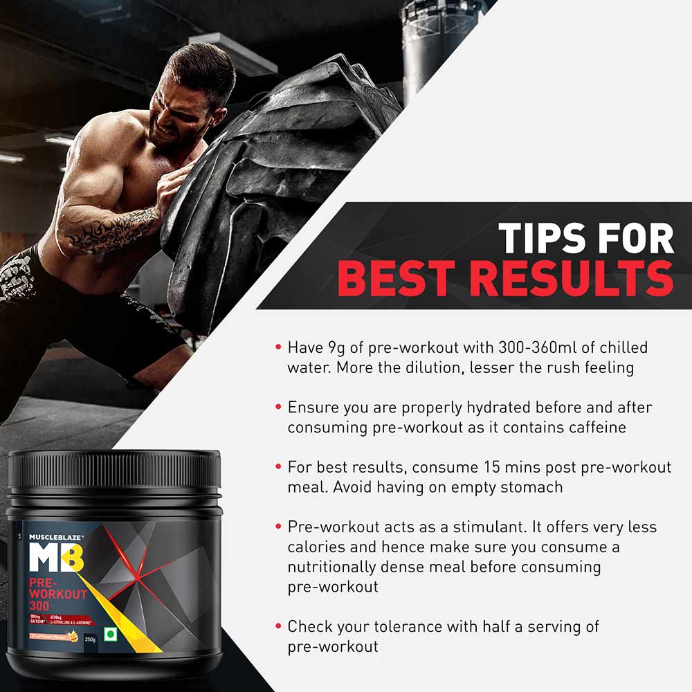 MuscleBlaze PRE Workout 300, 250 g (0.55 lb), Fruit Punch