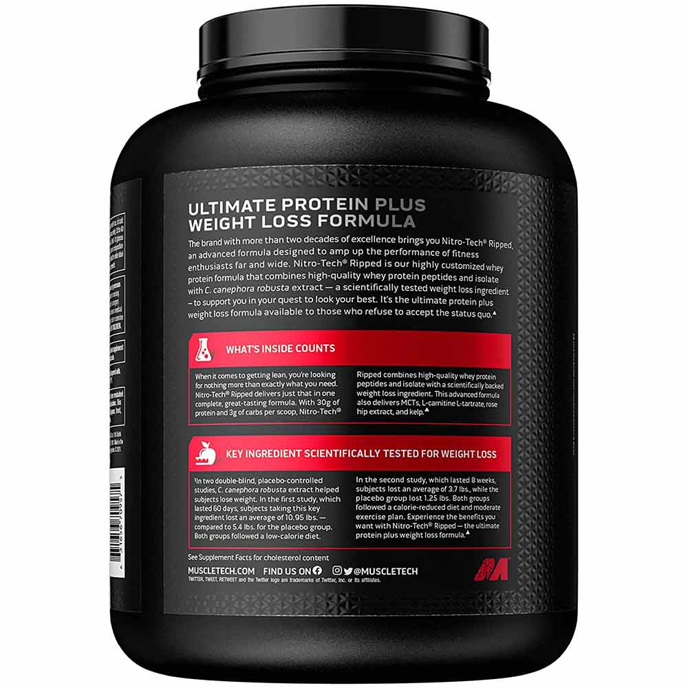 MuscleTech Performance Series NitroTech Ripped, 2 kg (5 lb), Chocolate Fudge